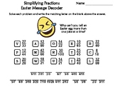 Simplifying Fractions Easter Math Activity: Message Decoder