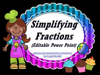Preview of Simplifying Fractions (Editable Power Point)