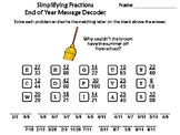 Simplifying Fractions End of Year/ Summer Math Activity: M