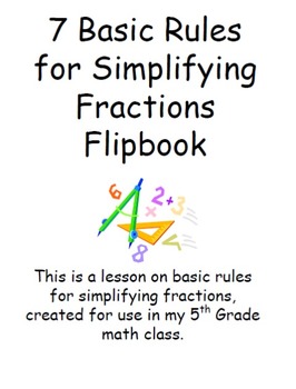 Preview of Simplifying Fractions Flipbook