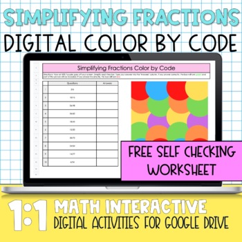 Preview of Simplifying Fractions Free Digital Activity