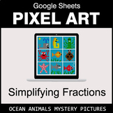 Simplifying Fractions - Google Sheets Pixel Art - Ocean Animals