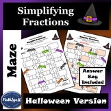 Simplifying Fractions MAZE - Halloween Math