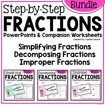Preview of Simplifying Fractions - Improper Fractions - Decomposing Fractions Bundle