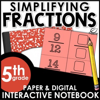 Preview of Simplifying Fractions Interactive Notebook Set | Digital & Printable