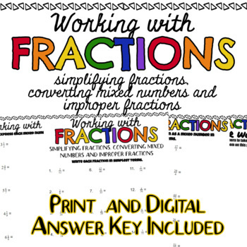 Preview of Simplifying Fractions, Mixed Numbers, and Improper Fractions for Google