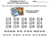 Simplifying Fractions New Year's Math Activity: Message Decoder