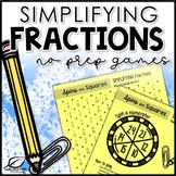Simplifying Fractions Math Center Games