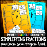 Simplifying Fractions Math Partner Scavenger Hunt Activity