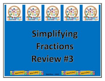 Preview of Simplifying Fractions Review #3