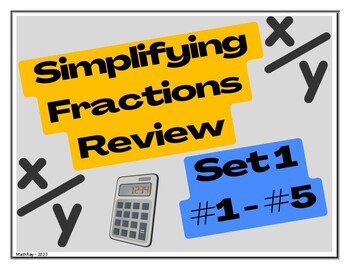 Preview of Simplifying Fractions Review Bundle Set 1-5
