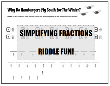 Preview of Simplifying Fractions – Riddle Fun! (Digital or Print!)