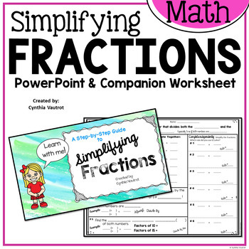 Preview of Simplifying Fractions Step-by-Step PowerPoint - Reducing Simplest Form Worksheet