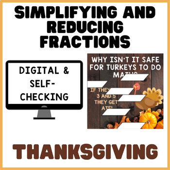 Preview of Simplifying Fractions | Thanksgiving | Math Mystery Picture Digital Activity