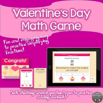 Preview of Simplifying Fractions Valentine's Themed