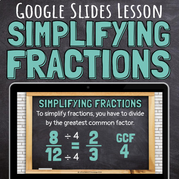Preview of Simplifying Fractions and Greatest Common Factor Lesson for Google Slides
