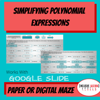 Preview of Simplifying Polynomial Expression Digital Maze - Works with Google Slides