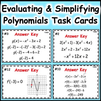 Preview of Simplifying Polynomial Expressions and Evaluating Functions in Function Notation