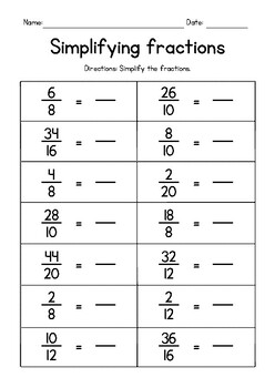 Preview of Simplifying Proper and Improper Fractions FREEBIE