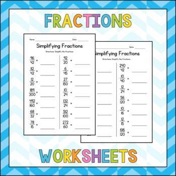 Preview of Simplifying Proper and Improper Fractions Worksheets - Math Practice - Test Prep