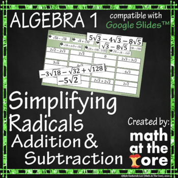 Preview of Simplifying Radical Expressions - Addition and Subtraction for Google Slides™