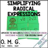 Simplifying Radical Expressions Card Game