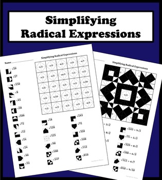 Preview of Simplifying Radical Expressions Color Worksheet