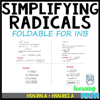 Preview of Simplifying Radicals: Foldable for Interactive Notebook (INB) + SMART file