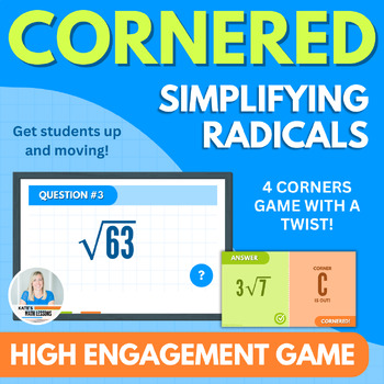 Preview of Simplifying Radical Expressions Fun Activity 4 Corners Game for Google Slides™