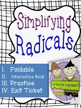 Preview of Simplifying Square Roots: Foldable, INB, Practice, Exit
