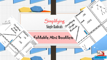 Preview of Radicals - Simplifying Single Radicals Foldable Notes