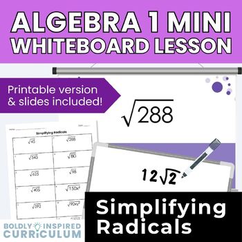 Preview of Simplifying Radicals Activity - Algebra 1 Lesson Plan with Google Slides