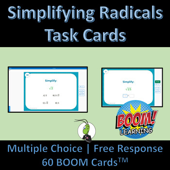 Preview of Simplifying Radicals Algebra 1 Boom Task Cards