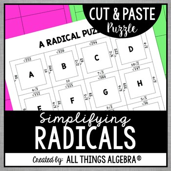 Preview of Simplifying Radicals | Cut and Paste Puzzle