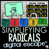 Simplifying Radicals Digital Math Escape Room Activity