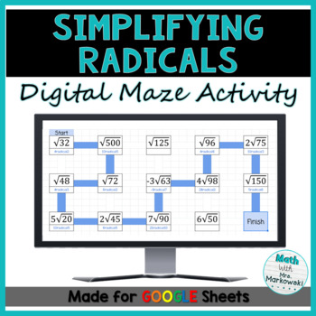 Preview of Simplifying Radicals Digital Maze Activity