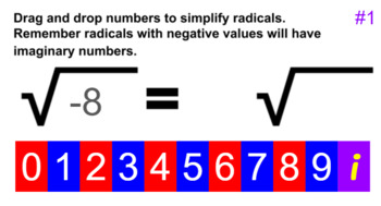 Preview of Simplifying Radicals Drag and Drop Google Slides 