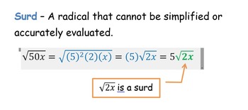 Preview of Simplifying Radicals (HSN.RN.A.2) Exit Cards with variables