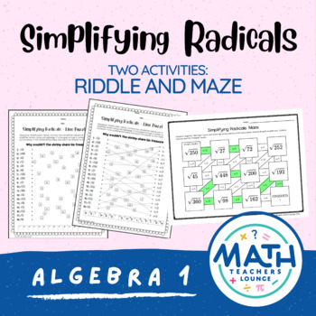 Simplifying Radicals: Line Puzzle Activity by Sine on the Line | TpT