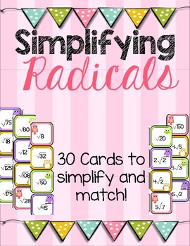 Preview of Simplifying Radicals Matching Cards