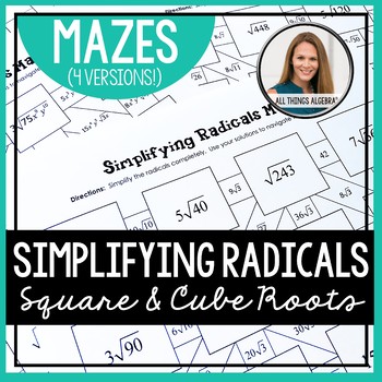Preview of Simplifying Radicals (Square and Cube Roots) | Mazes