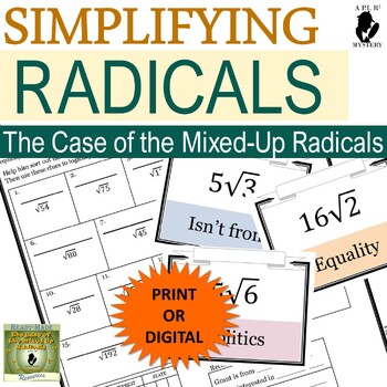 Preview of Simplify Radical Expressions Square Roots Mystery Activity Logic Puzzle +Digital