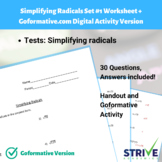 Simplifying Radicals Set #1 Worksheet and Goformative.com 