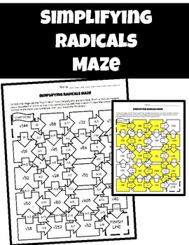 Preview of Simplifying Radicals Square Roots Maze