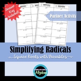 Simplifying Radicals - Square Roots with Variables - Partn