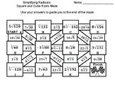 Simplifying Radicals: Square and Cube Roots Activity: Math Maze