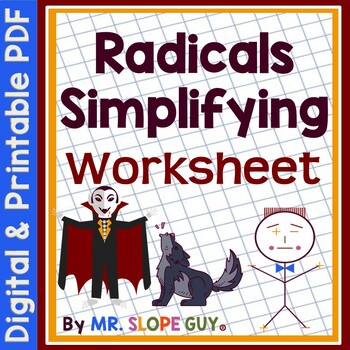 Preview of Simplifying Radicals Worksheet