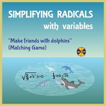Preview of Simplifying Radicals with Variables-"Make friends with dolphins"(Matching Game)