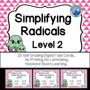 Preview of Simplifying Radicals with Coefficients Boom Cards--Digital Task Cards