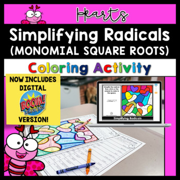 Preview of Simplifying Radicals with Variables Coloring Activity NEW Digital Version Added